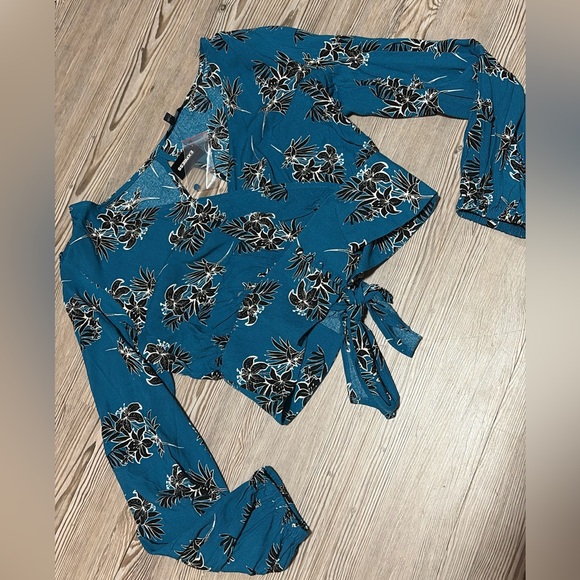 Express Tops - Express Teal Floral Blouse